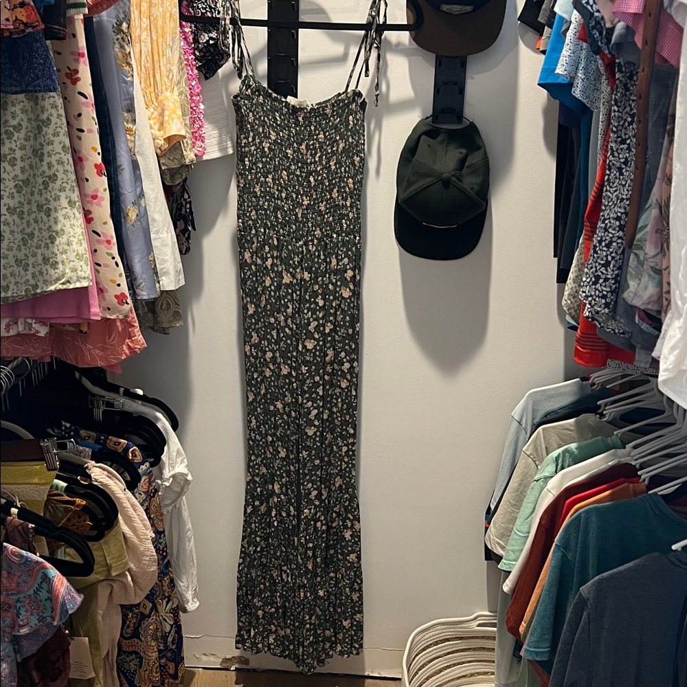 Olive Green Floral Jumpsuit